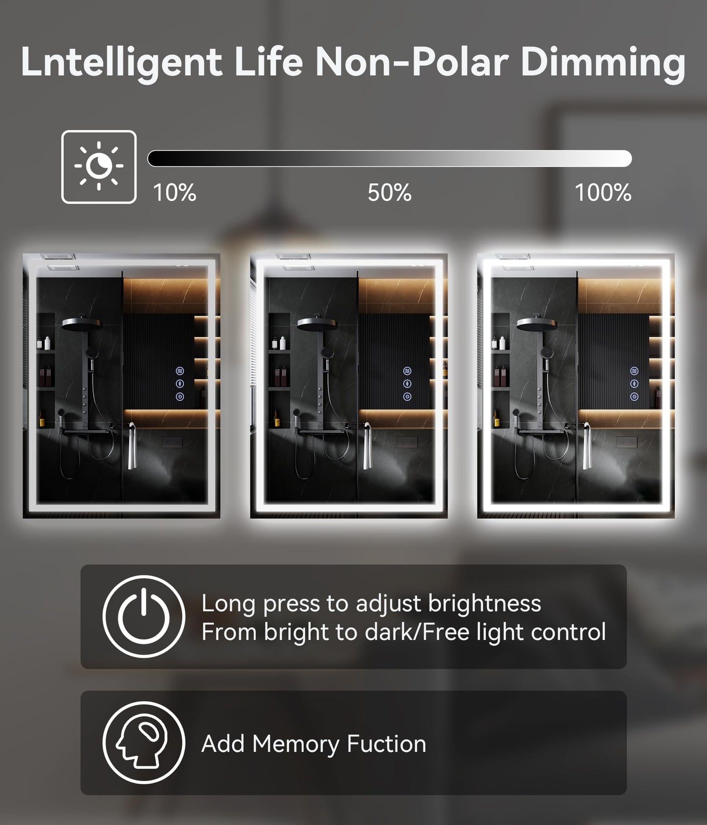 GAVIVOL 28x20 inches LED Bathroom Mirror Anti Fog Adjustable Brightness Backlit Front Lit Lighting Wall Mounted Vanity Mirror with Memory Function Shatter-Proof Tempered Glass Lighted Mirror