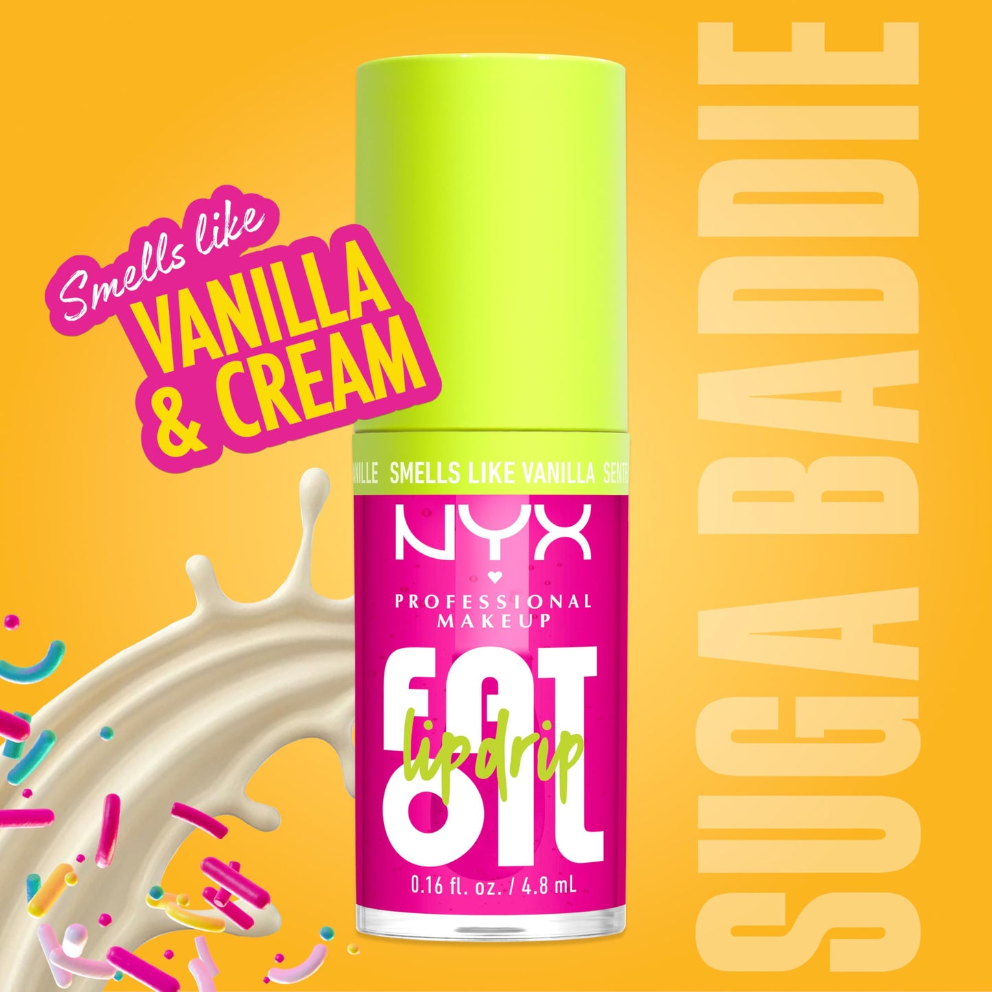 NYX PROFESSIONAL MAKEUP Fat Oil Lip Drip, Moisturizing Lip Oil Gloss, Tinted Formula & Up to 12 HR Hydration, Vegan & Cruelty-Free - Suga Baddie (Sheer Pink)