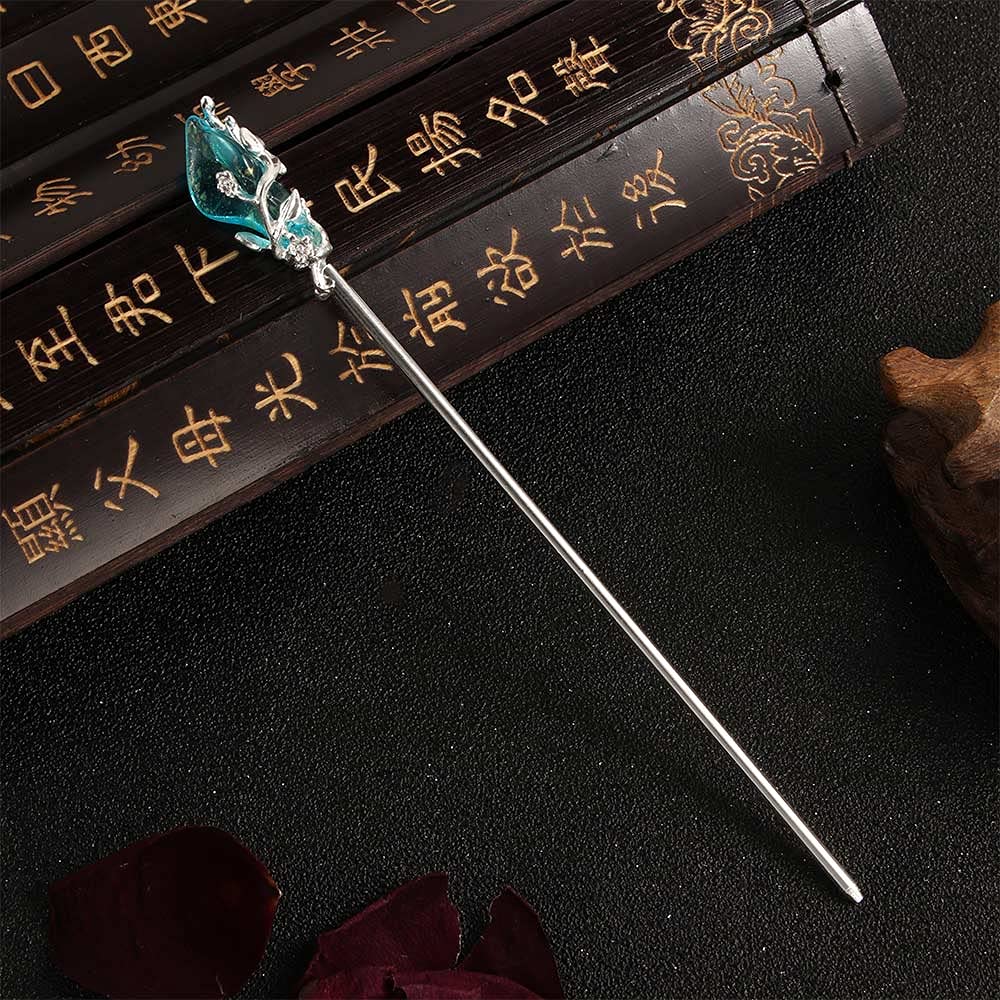 Metal Hairpin Female Hair Accessories Hair Fork Vintage Women Classic Chinese Style(silver&blue)