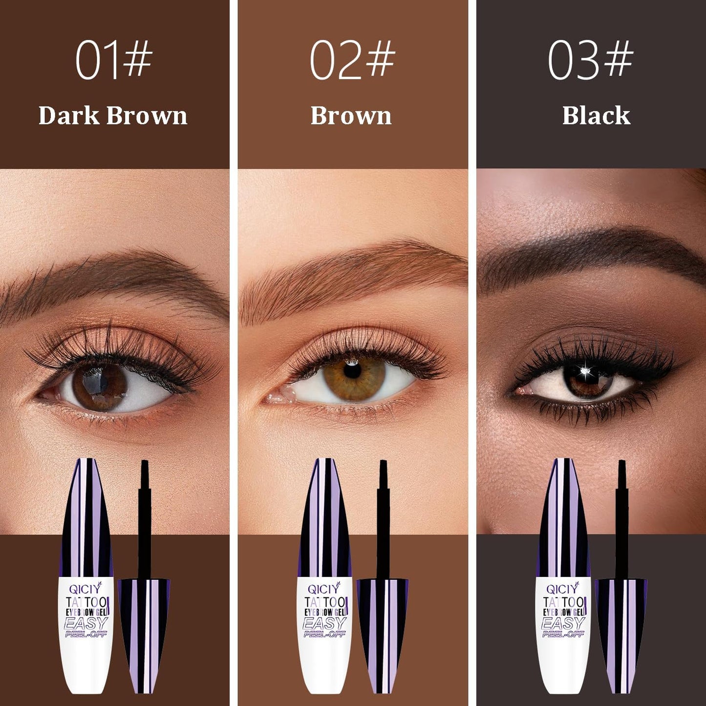 Peel-Off Eyebrow Gel - Waterproof & Sweatproof Brown Brow Gel for Flawless, Natural-Looking Brows | Long-Lasting, 1 oz