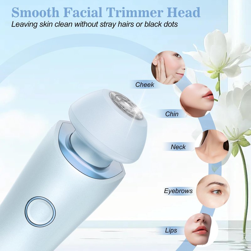 Nyywth Electric Shaver for Women, Painless 2 in 1 Wet & Dry Waterproof Silk Glide Pro Shaver with 2 Removable Heads, Rechargeable Electric Razors for Bikini, Legs, Underarms, Body (Blue)