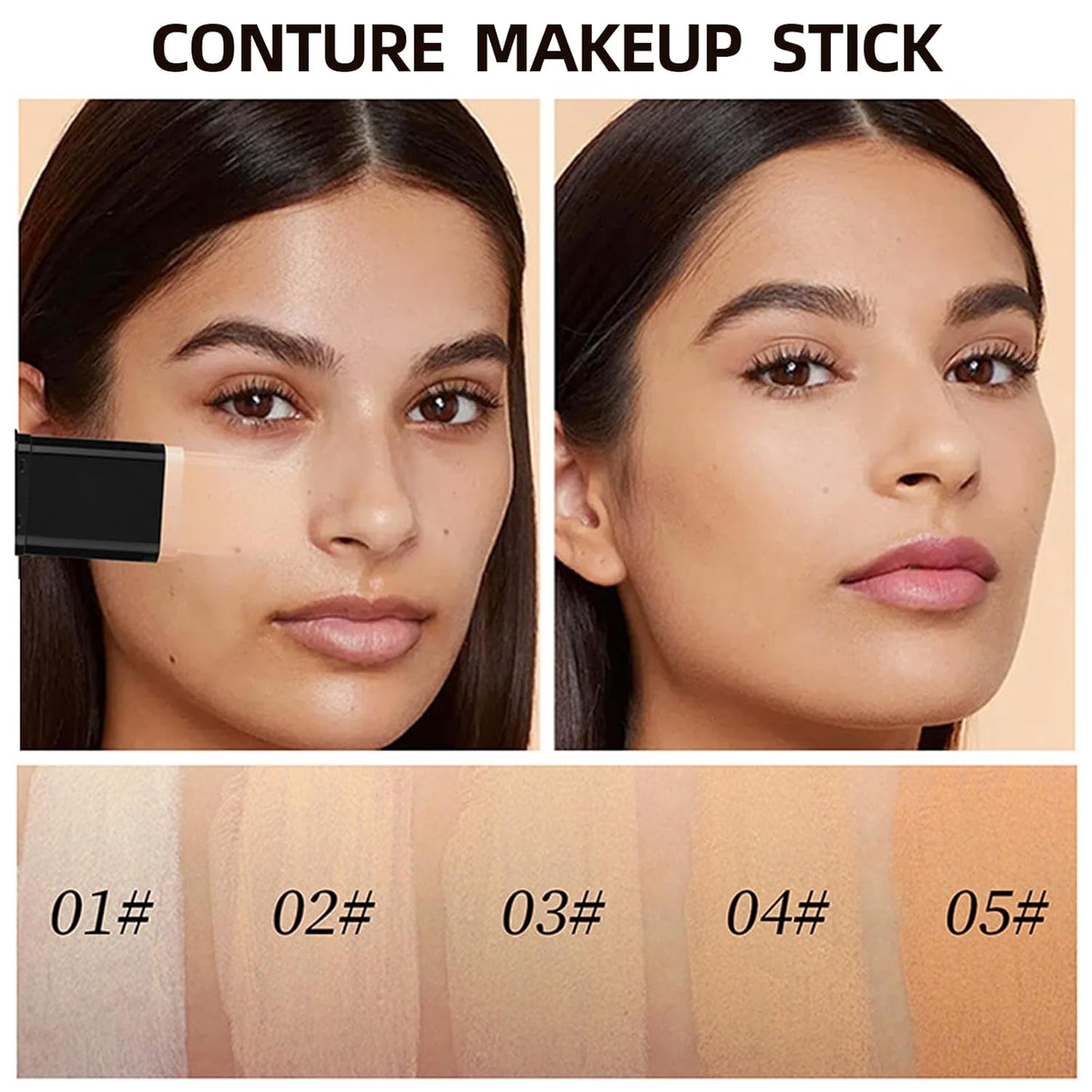 Foundation Stick - 2 in 1 Dual-Ended Waterproof Concealer & Contour | Full Coverage Matte Finish (01 Ivory)