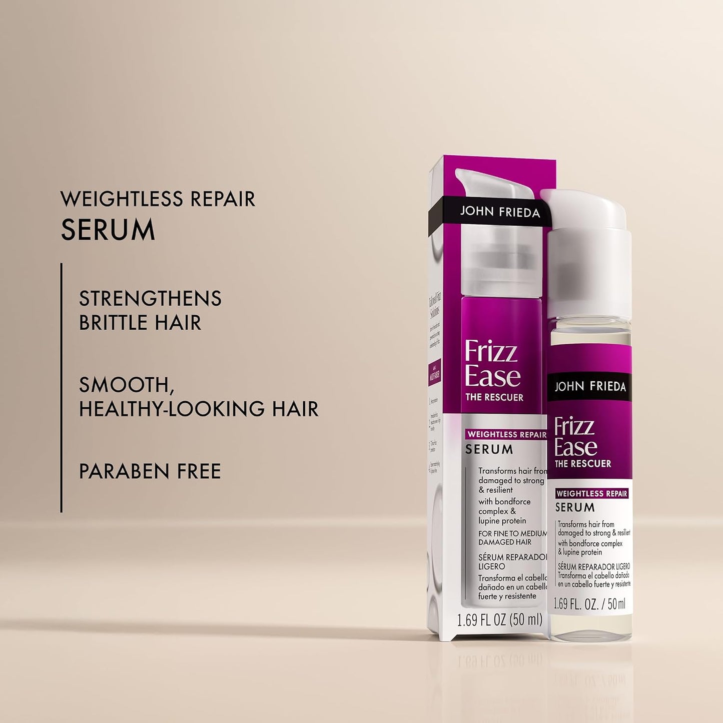 Frizz Ease Weightless Repair Serum - John Frieda Frizz Control Hair Serum, 1.69 Fl Oz