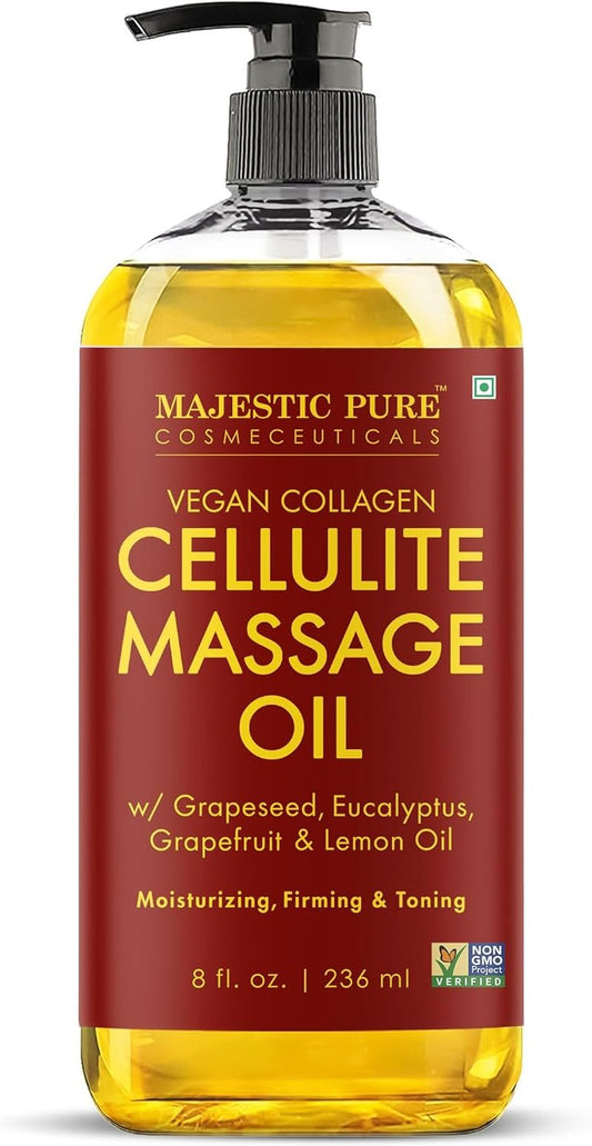 Firming Body Massage Oil - Smooth Cellulite & Improve Skin Texture - Natural Oils with Collagen | 8 fl oz