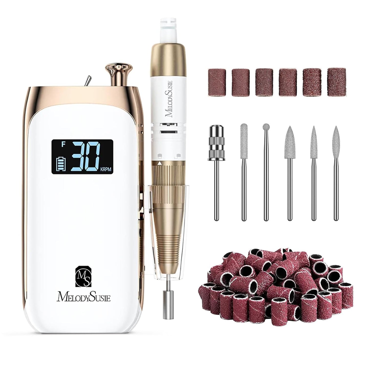 MelodySusie Vintage-Style Nail Drill - 30000RPM Rechargeable E-File for Manicure & Gel Removal | Ideal for Training & Home Use