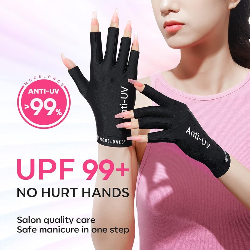 Modelones UV Nail Light - 48W Gel Nail Dryer with 3 Timer Settings | Includes UPF99+ Protection Gloves