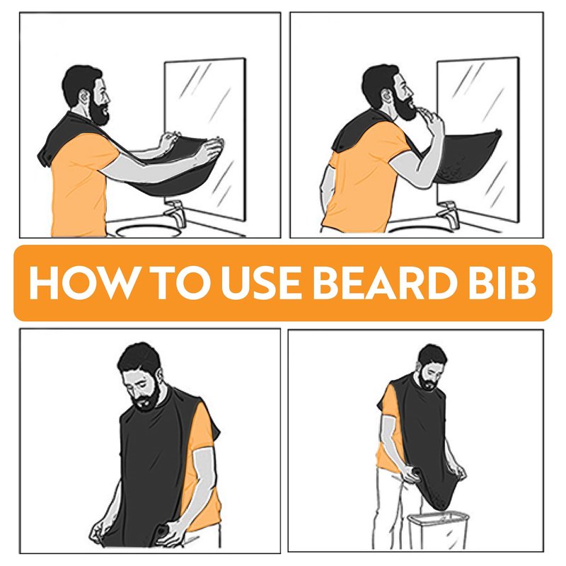 My Perfect Goatee Beard Bib Apron for Men - Superior Lock-Down Suction Cups - Hair Clippings Catcher - Waterproof Cape with Storage Pouch - Adjustable Neck Strap