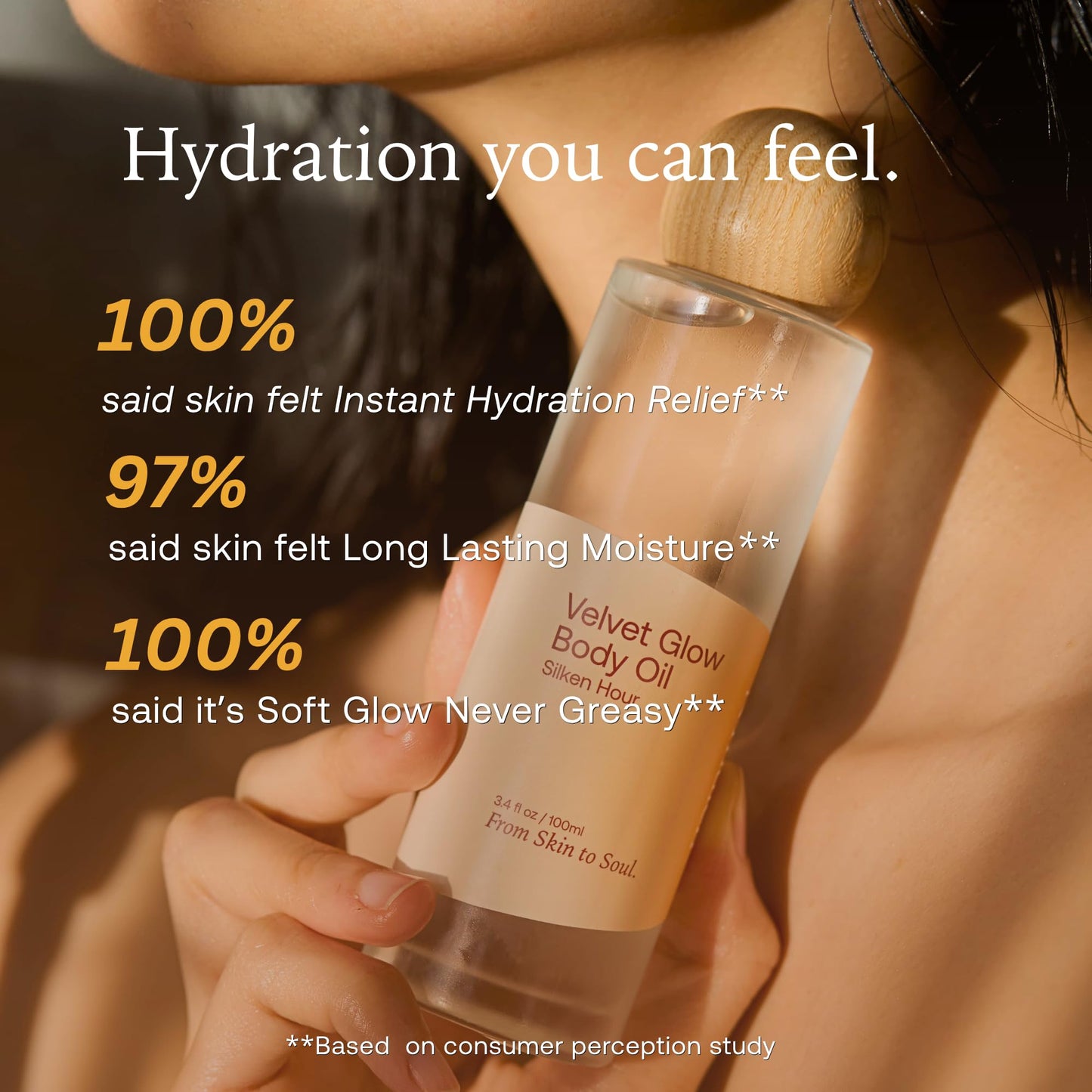 Mulen Body Oil for Dry & Sensitive Skin, Hydrating & Moisturizing for Women After Shower Glow, Fast-Absorbing, Non Greasy Luxury Oil with Sea Fennel, Vitamin E, Patented Light Fragrance (3.4 Fl Oz)