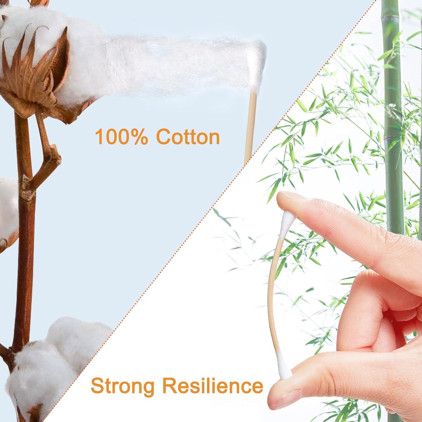 Bamboo Cotton Swabs - 1000-Pack Biodegradable Double-Ended Tips | Hypoallergenic, Lint-Free for Makeup, Pet Care & Electronics