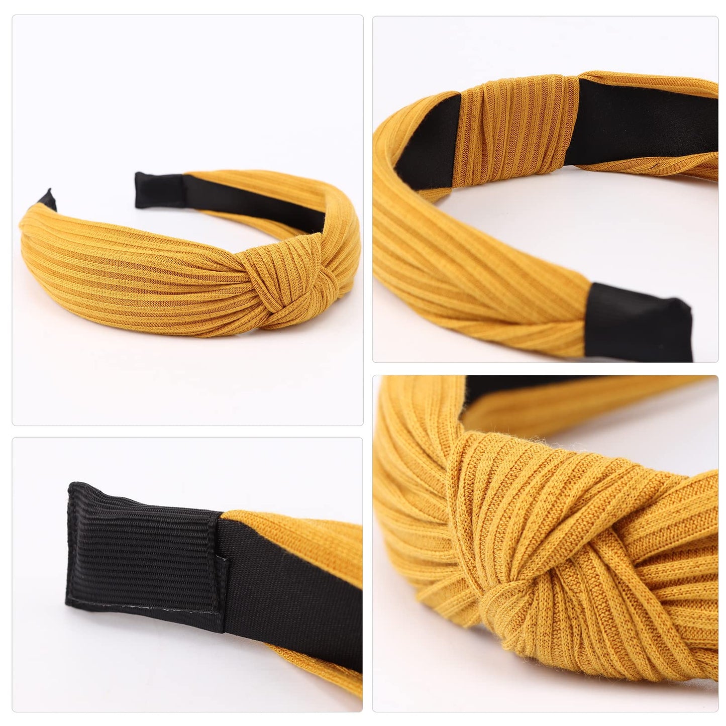 AQOKKA Knotted Headbands for Women Girls Non Slip Boho Wide Top Knot Turban Hairbands Fashion Ribbing Head Wraps