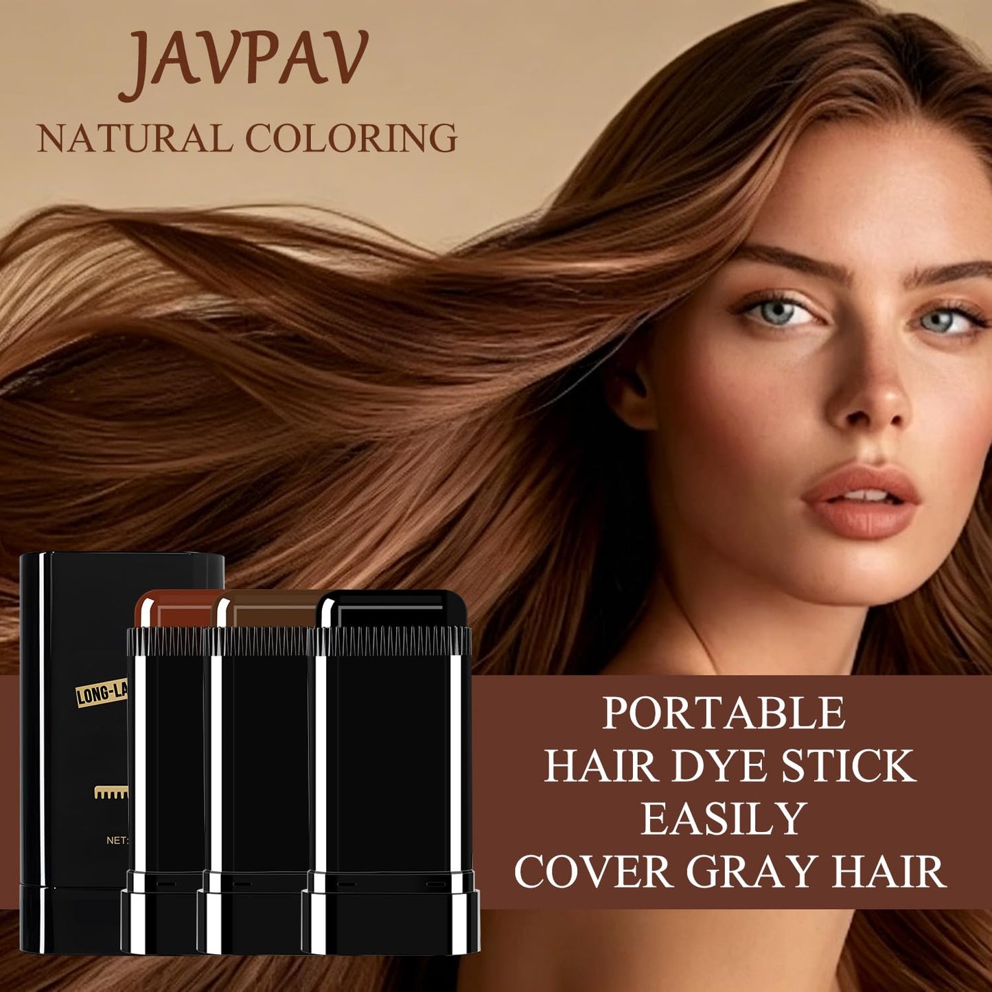Hair Color Stick - Waterproof Touch-Up Dye for Gray Hair - Portable Comb Applicator | Dark Brown