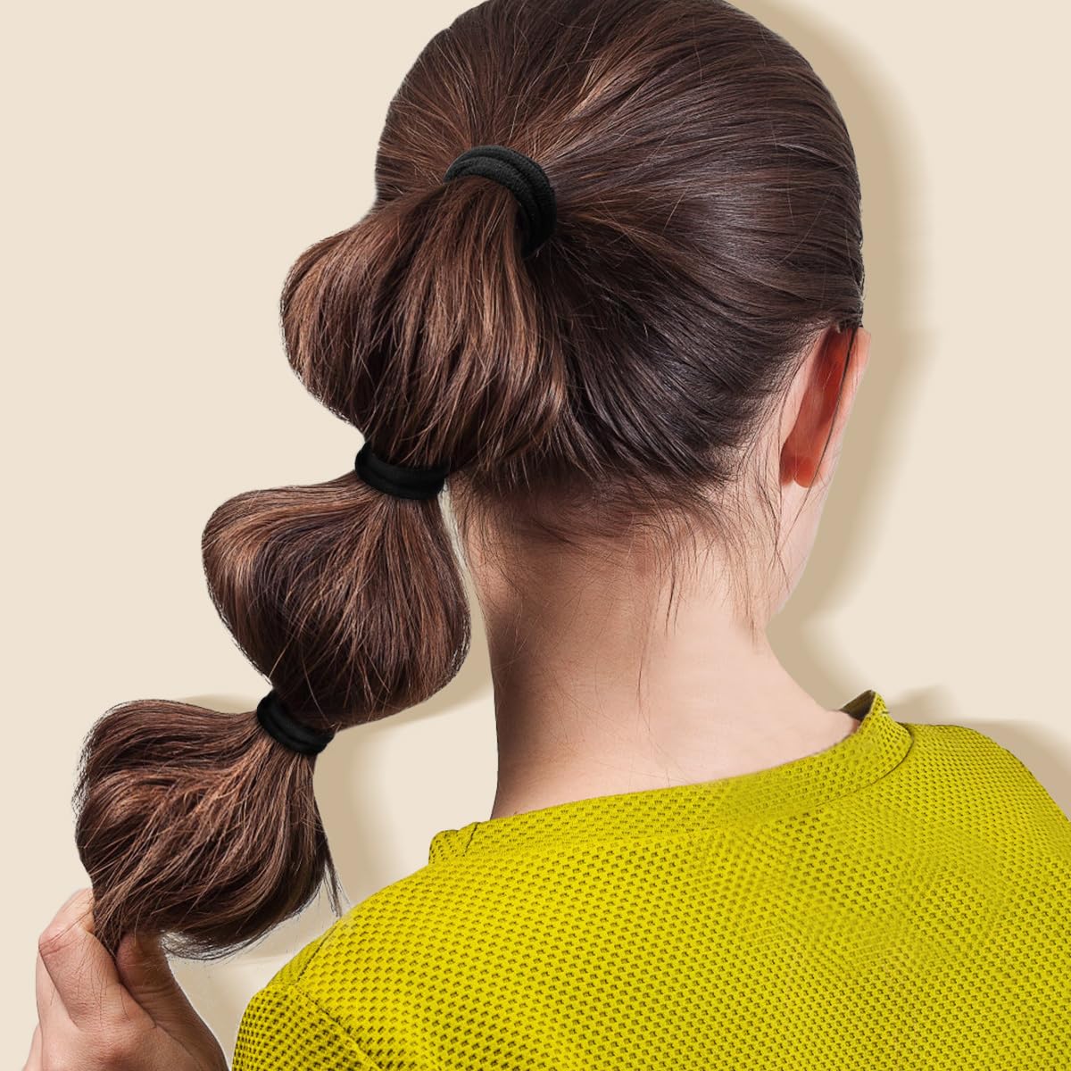IKOCO Black Hair Ties - 150PCS No Damage Cotton Seamless Ponytail Holders for Thick Hair