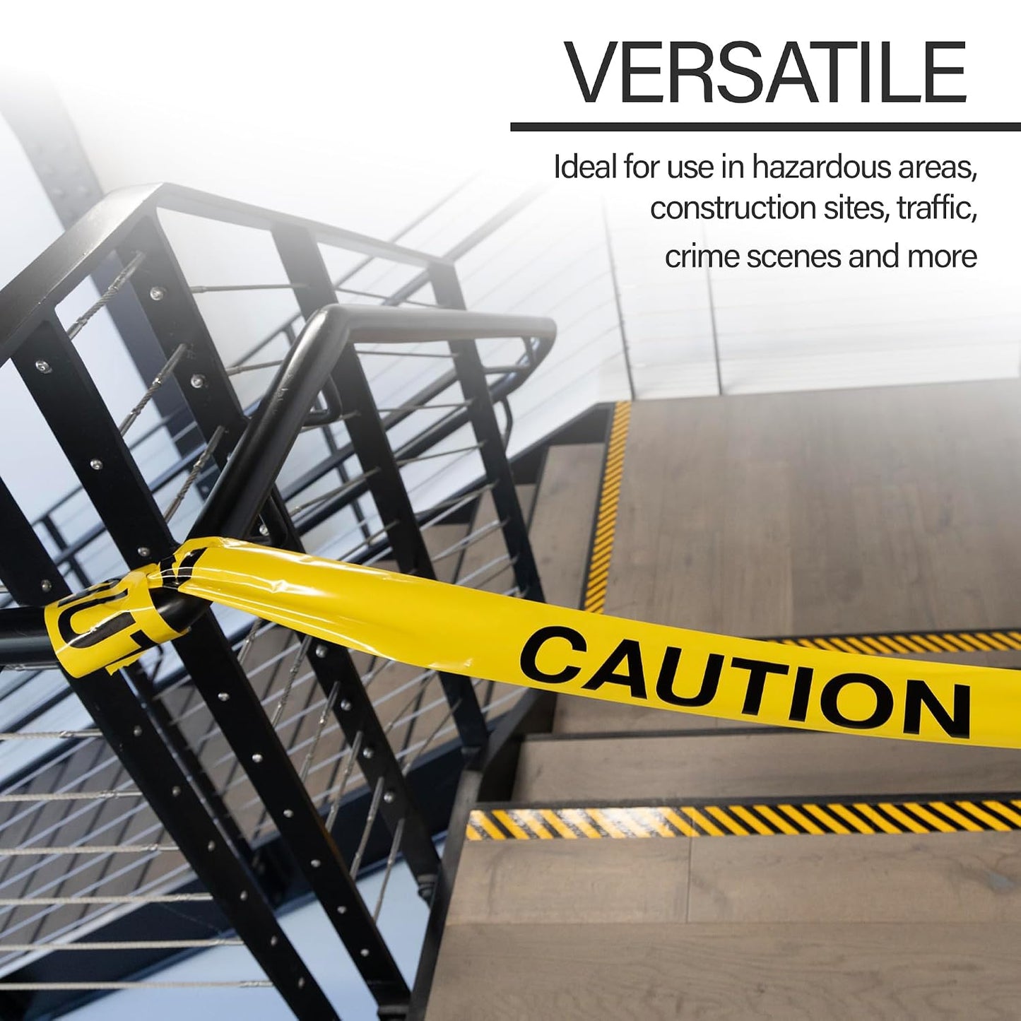 BAZIC Yellow Caution Barricade Tape - High-Visibility 3 in x 100 ft Hazard Warning