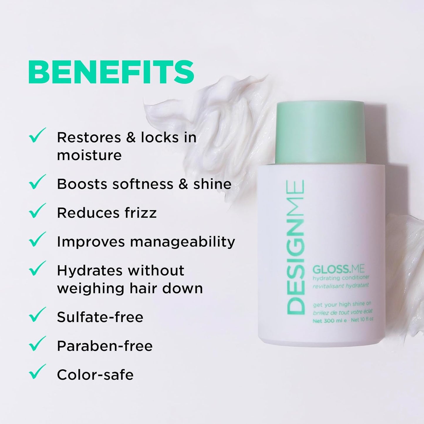 Design.Me GLOSS.ME Moisturizing Shampoo & Conditioner Set - Hydrating Hemp & Argan Oil for Dry, Colored Hair | 10 Fl Oz Each