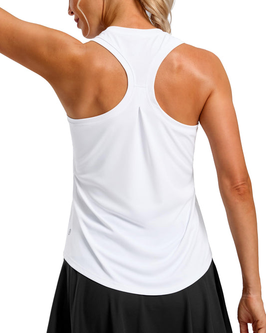 G Gradual Women's Workout Tank Tops Racerback Athletic Yoga Tops Loose Fit Sleeveless Running Gym Sports Shirts for Women(White,M)