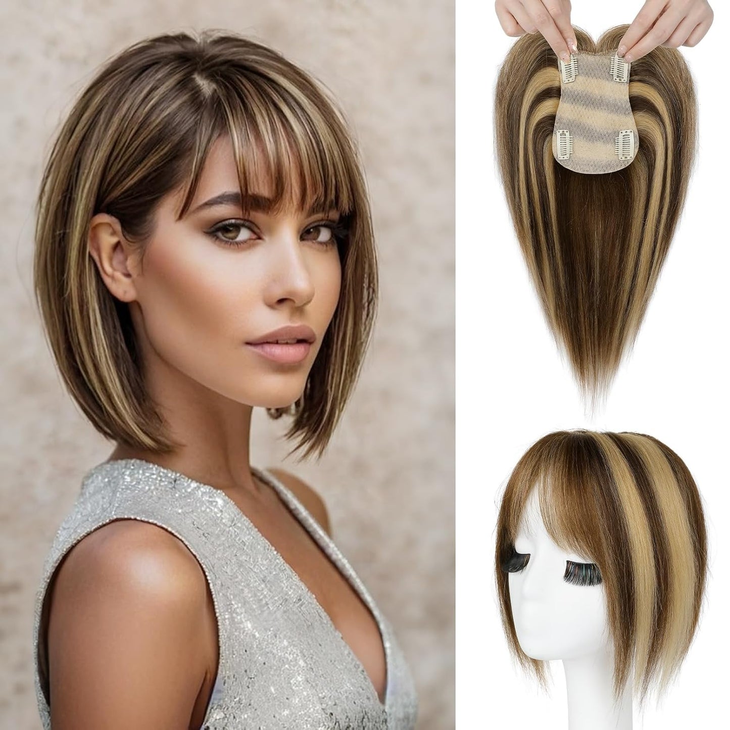 Human Hair Toppers for Women - Real Thick Hair Topper for Instant Volume | Gray Wiglet for Daily Wear