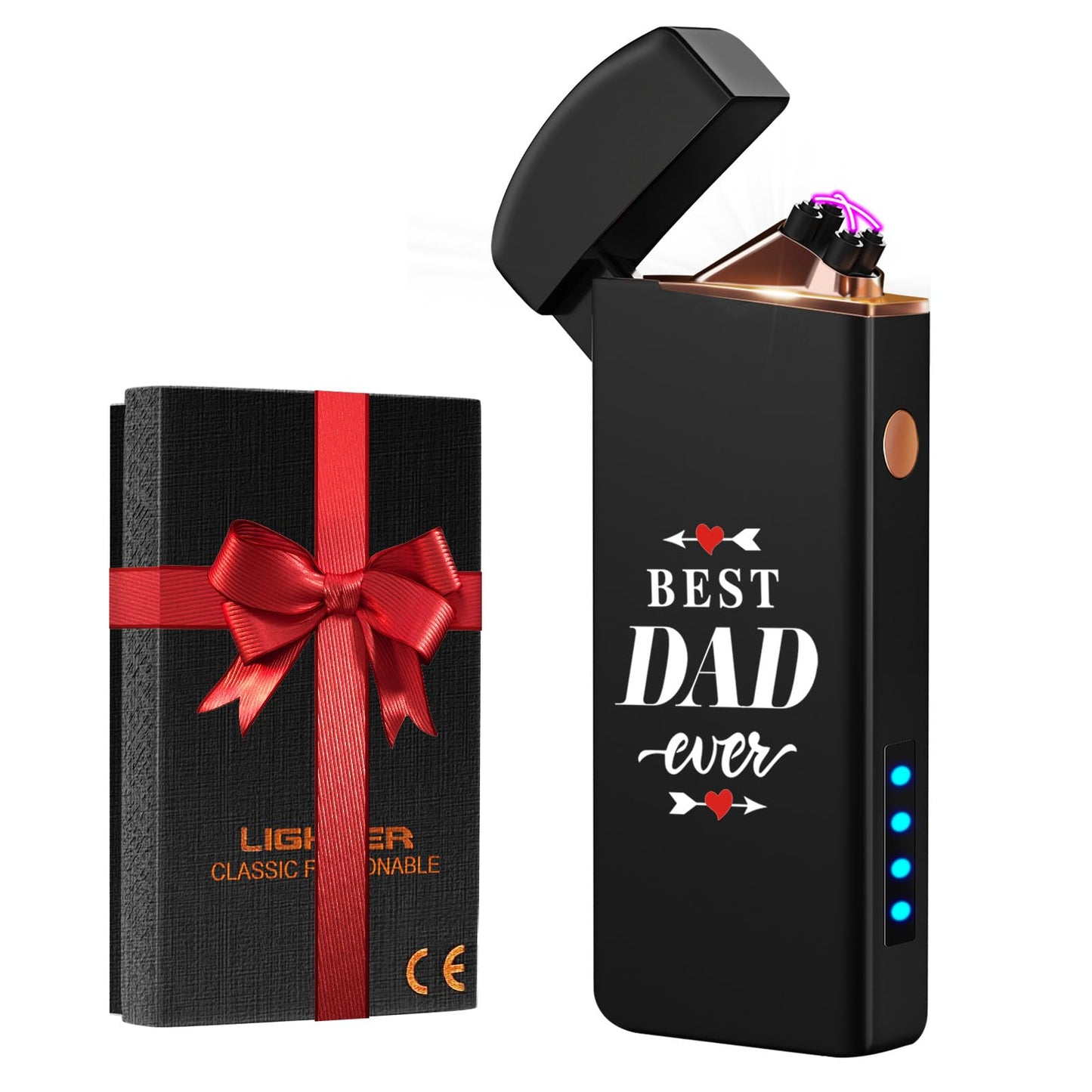 Coquimbo Fathers Day Dad Gifts from Daughter Son Wife: Electric Lighter Dad Mens Birthday Gifts, Rechargeable Windproof Flameless Dual Arc Plasma Lighters