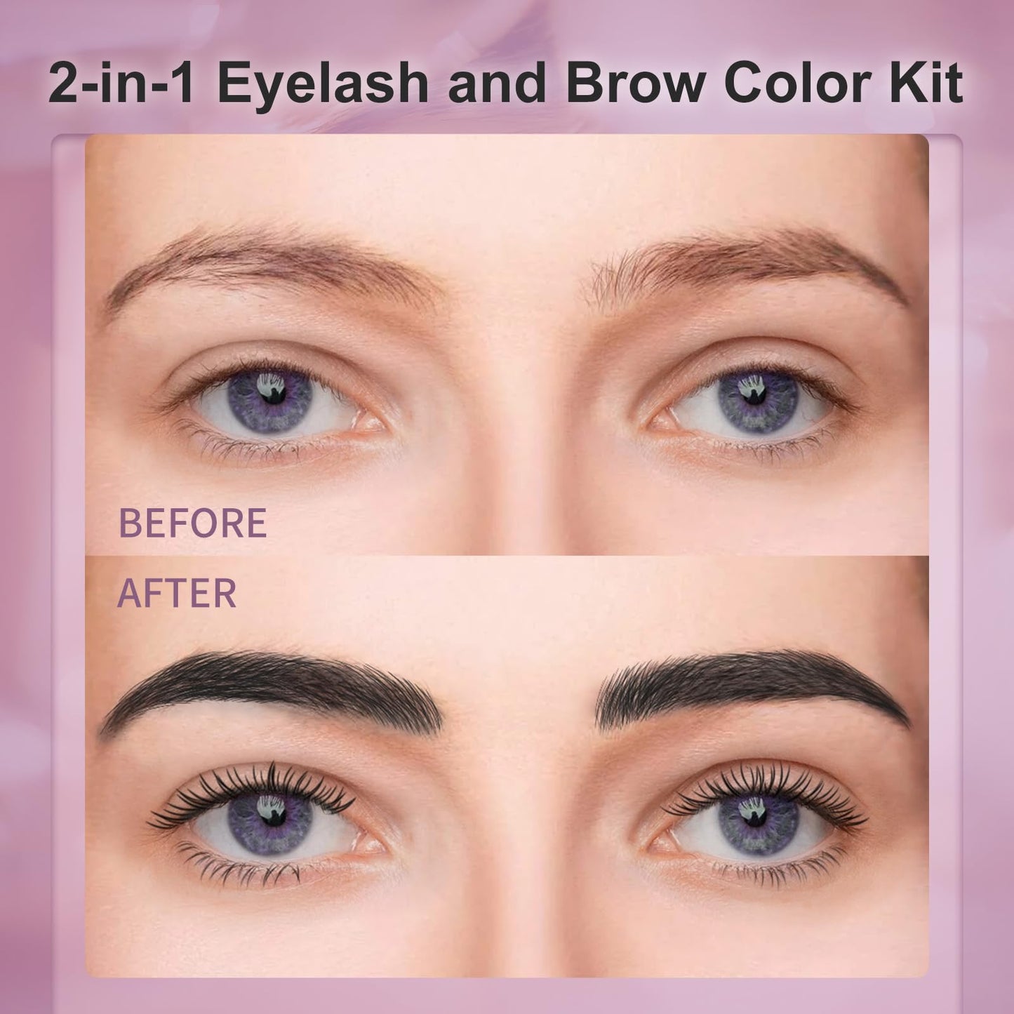 Eyelash & Eyebrow Color Kit, Black Lash & Brow Color Kit, Eyebrow Coloring Set with Natural Bushy Results, Easy Use & Salon at Home, 7ml, Black