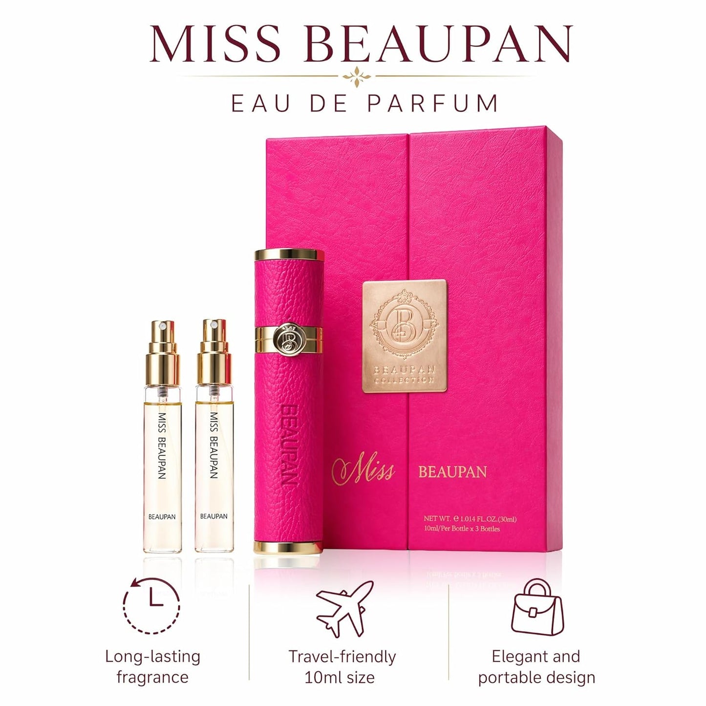 Long-Lasting Travel Size Perfume Set for Women - 3 x 0.34 fl. oz. | Vanilla, Cedar, Rose, Ylang