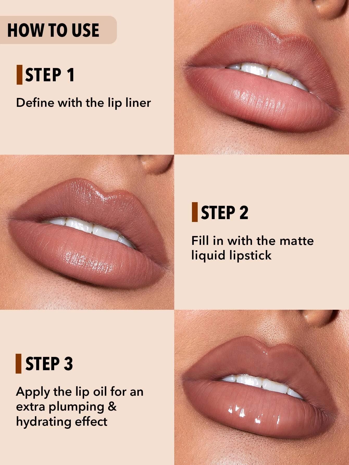 SHEGLAM Soft 90'S Glam 3-In-1 Lip Liner Moisturizing Plant Extracts Long Lasting Liquid Lipstick Plumping Lip Gloss Makeup Set - Moody Taupe