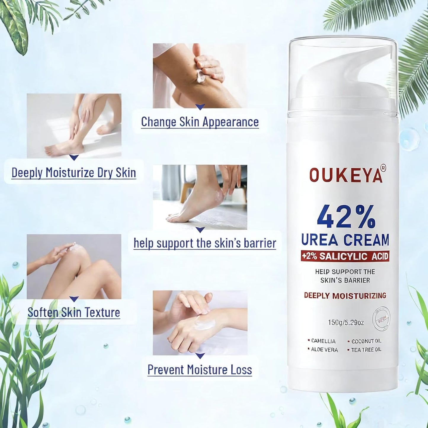Urea Cream 42% with 2% Salicylic Acid - Moisturizing Foot Cream for Dry, Rough Skin | 5.29 Oz