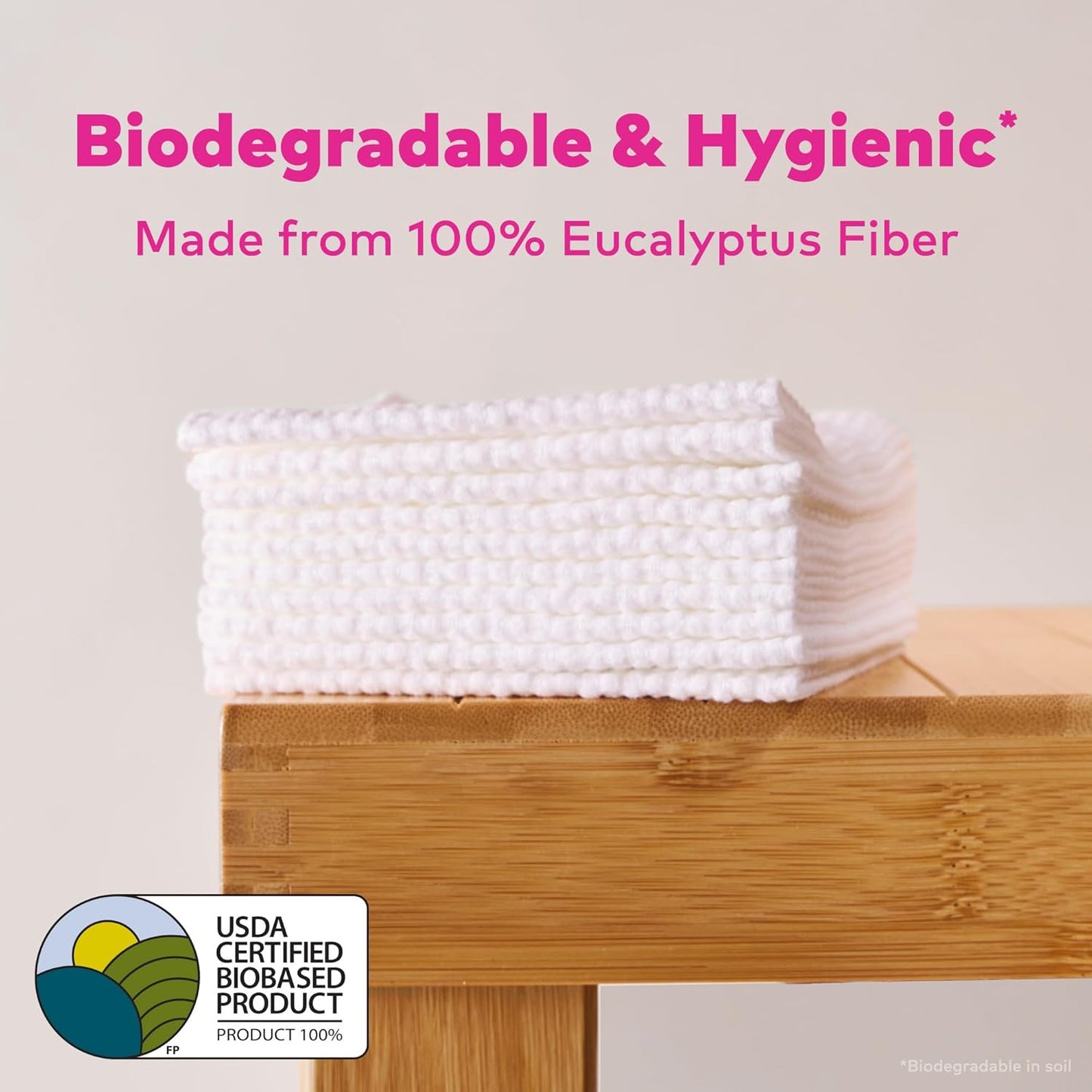 MakeUp Eraser Eco-Friendly Face Towelettes - Biodegradable 100% Eucalyptus Fibers | 60 Count