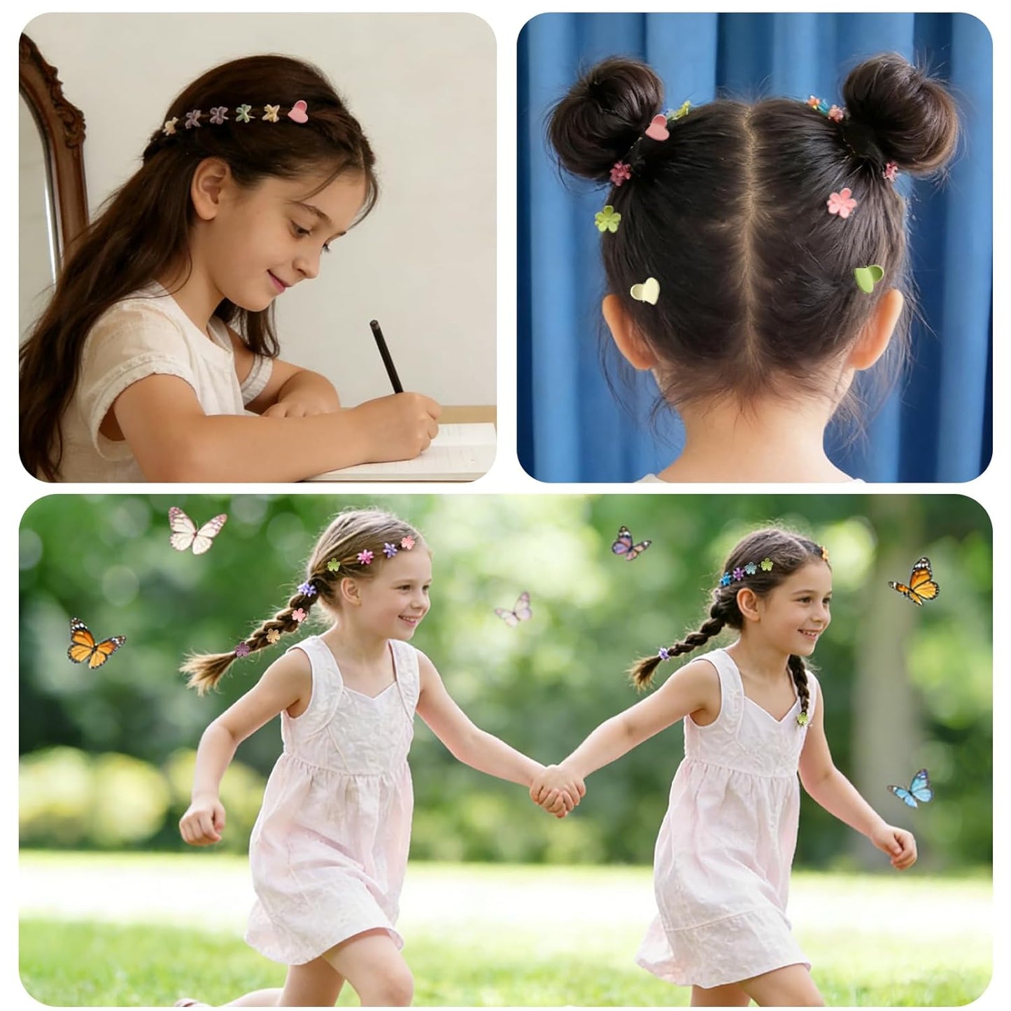 Mini Flower Hair Clips for Kids - 100 Colorful Claw Pins | Cute Toddler Accessories