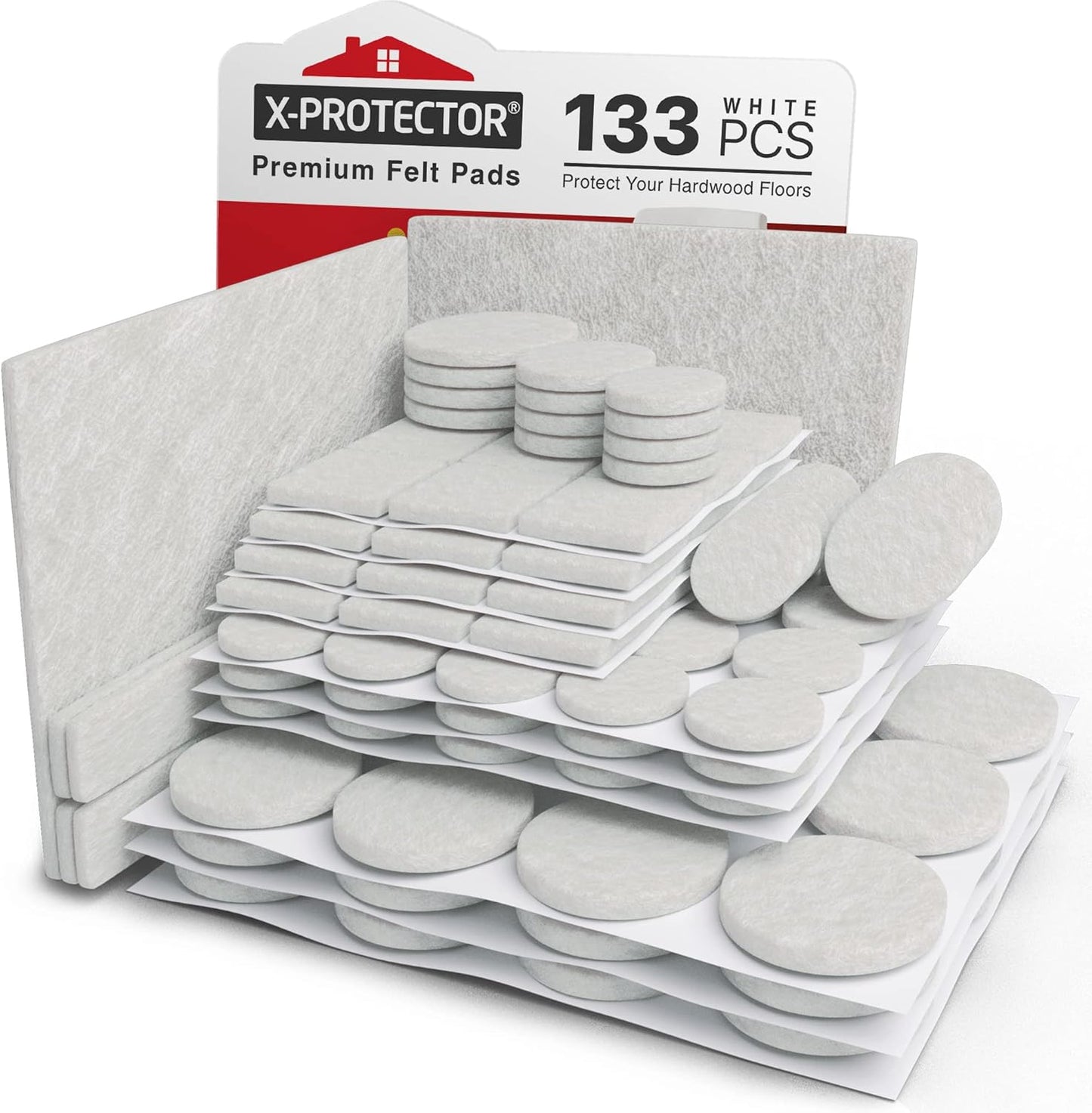 X-PROTECTOR Felt Furniture Pads - 133 PCS Premium Floor Protectors for Hardwood & Laminate | Brown & Beige
