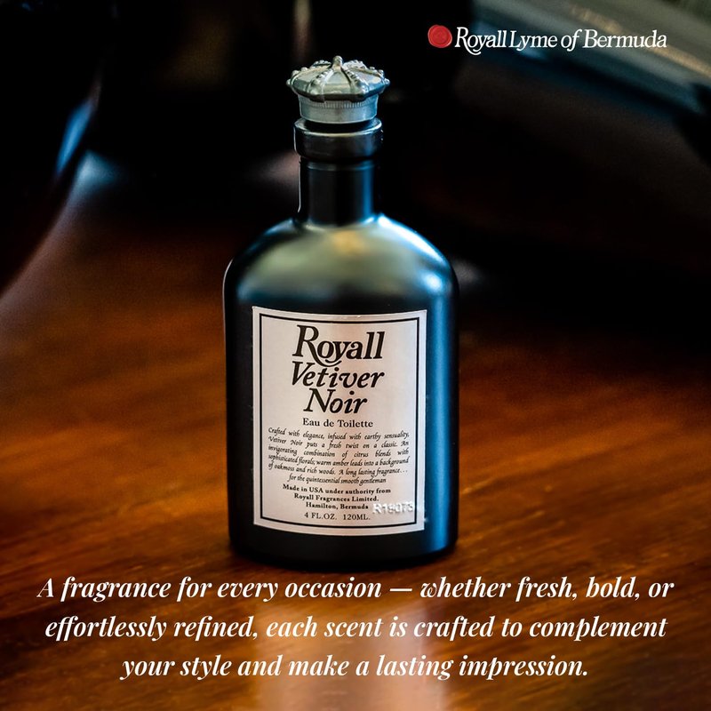 ROYALL VETIVER NOIR, Men's Eau de Toilette, Vetiver & Amber Fragrance – 2 Fl oz Splash