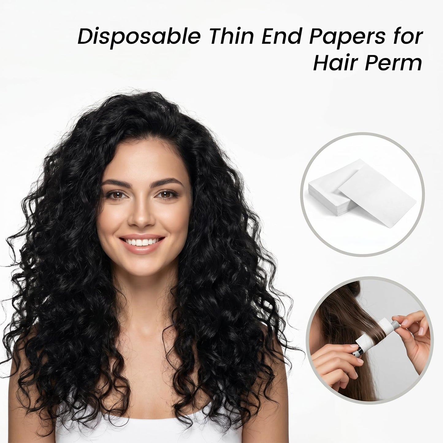 HJZHII 400Pcs End Papers for Hair, Perm Papers for Hair Disposable Salon Hairs End Wrap Paper Heat-Resistant Ended Tissue for Hairs Perm High Temperature Resistant Curling Paper for Salon Shop White