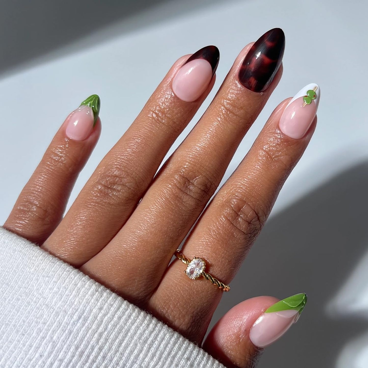 Glamnetic Press On Nails - Brown Short Almond Velvet Finish | 30 Nail Kit with Glue | Salon Quality Summer Nails