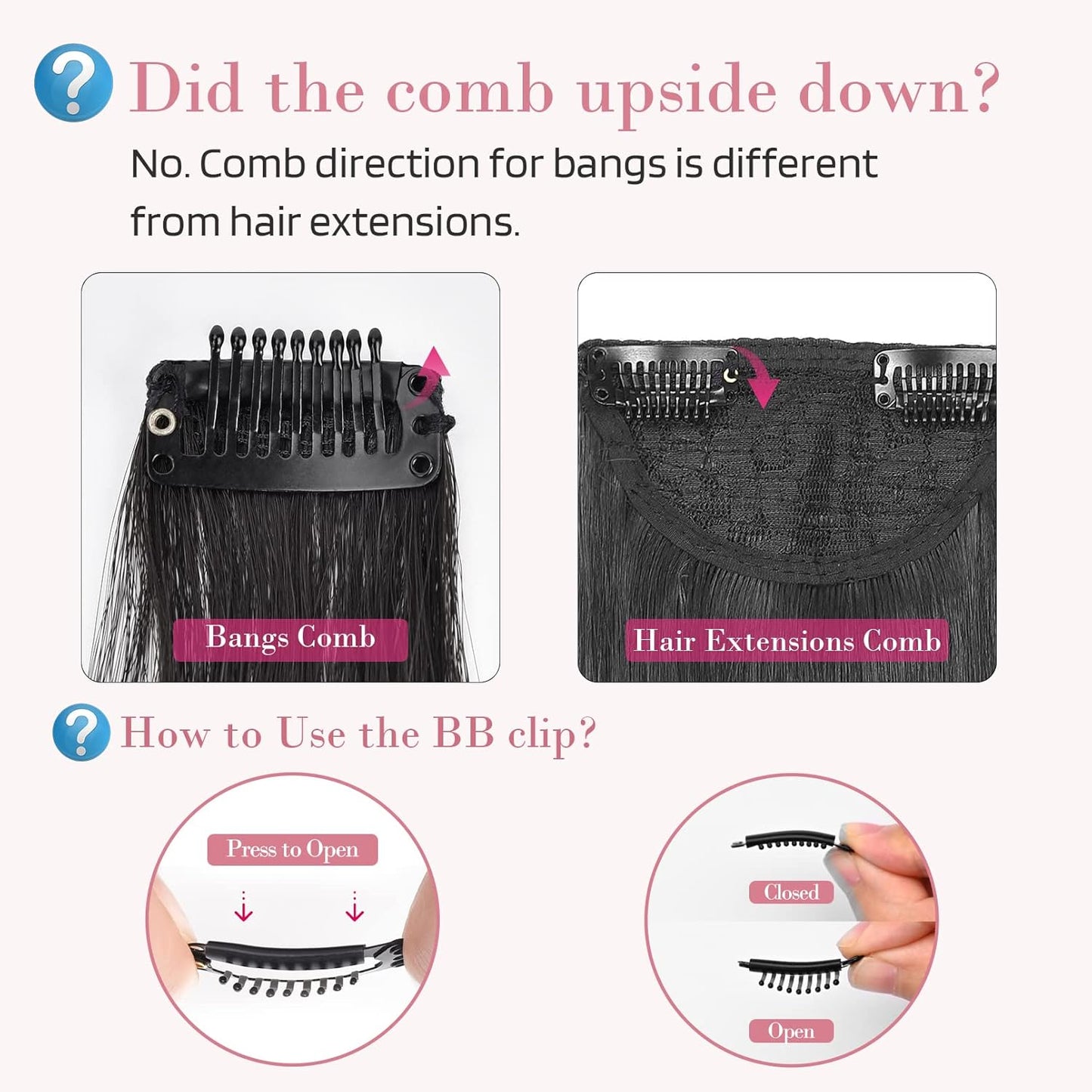 Long Side Air Bangs - Wavy Curly Clip-In Curtain Bangs for Women | 2 PCS Set - Black Brown