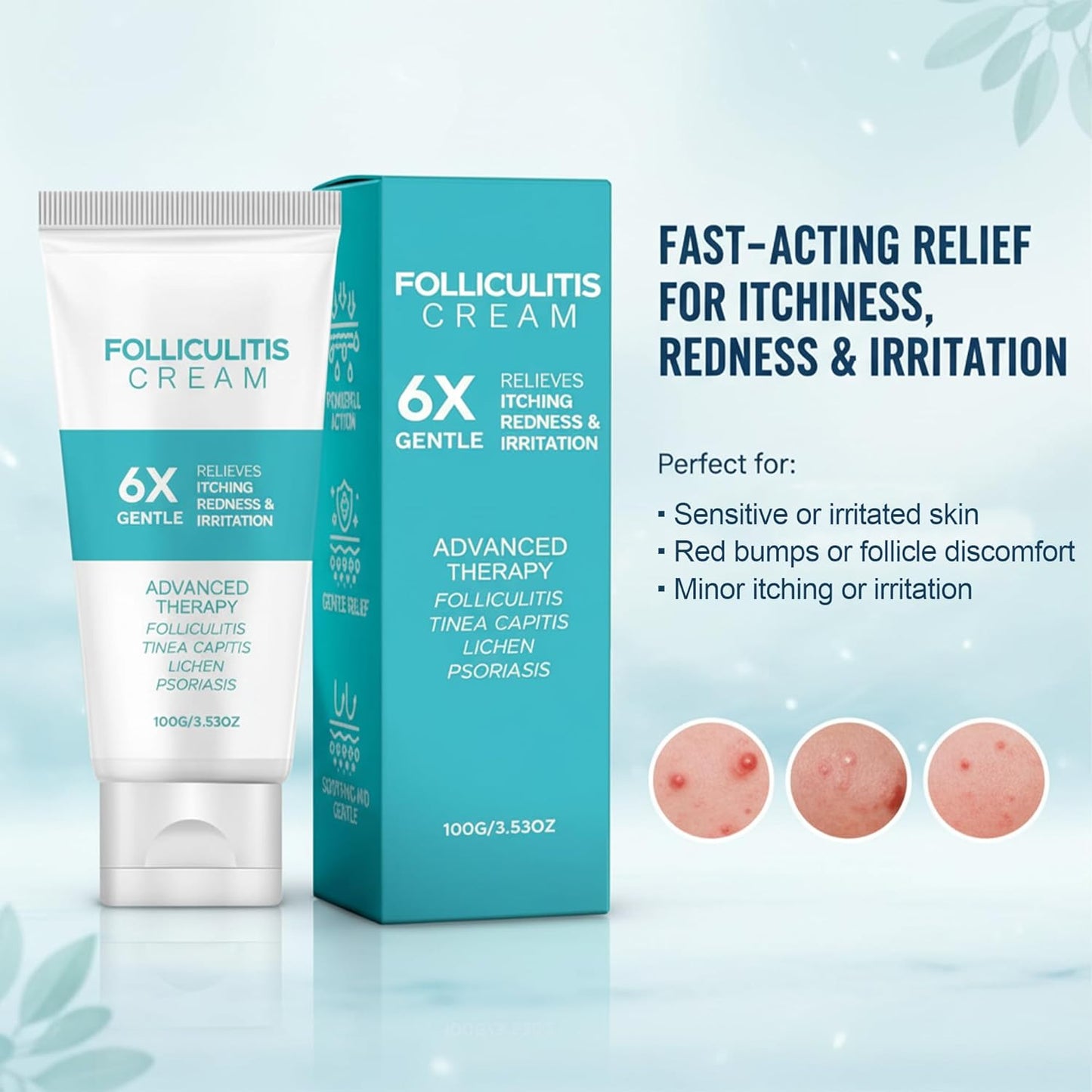 Folliculitis Cream - Cooling Herbal Formula for Scalp, Face & Body | 3.53oz (100g) - Soothes Itchy Skin & Redness