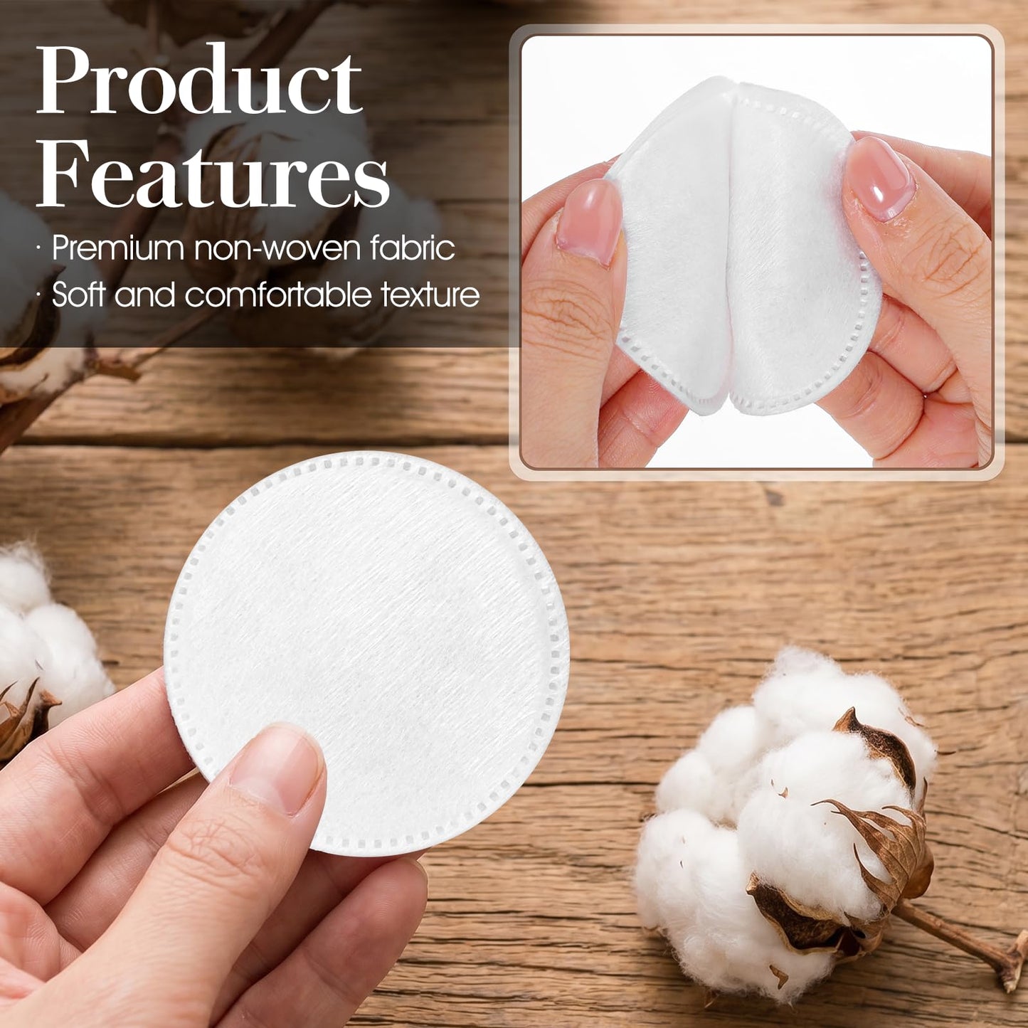 100 Pcs Large Cotton Rounds for face, 2.2" Round Lint-Free Soft Cotton Pads for Makeup Removal, Nail Polish, Cleansing Face and Toner Application Use Wet or Dry