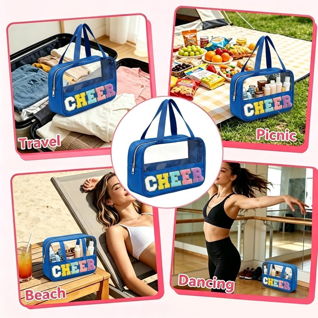 Cheer Makeup Bag - Waterproof Nylon Cosmetic Organizer with Handle | Perfect Cheerleader Gift for Team