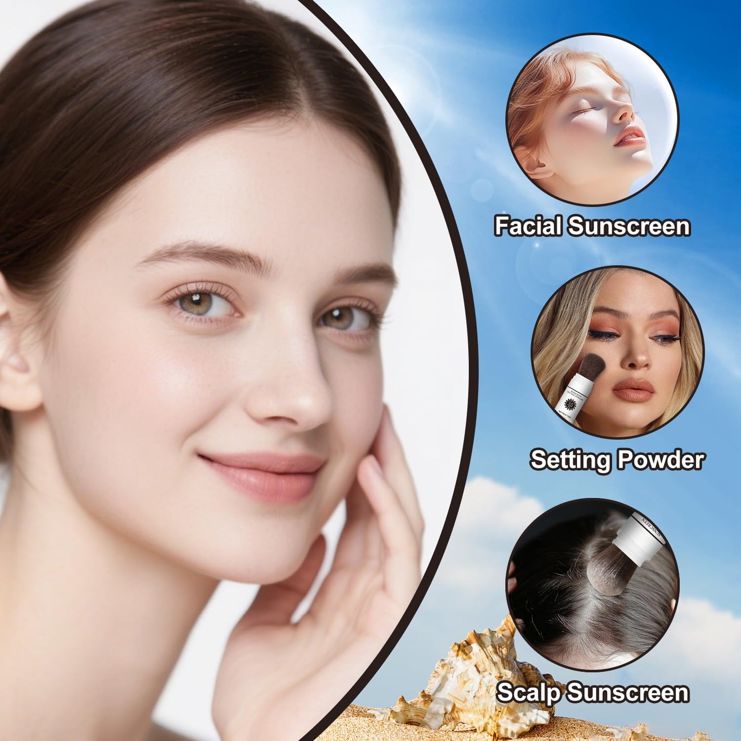 Sunscreen Setting Powder SPF 35, Mineral Brush Powder for Face and Scalp, Oil Control Natural Matte Finish Loose Powder Translucent Lasting Lightweight Breathable for All Skin (#01 Translucent)