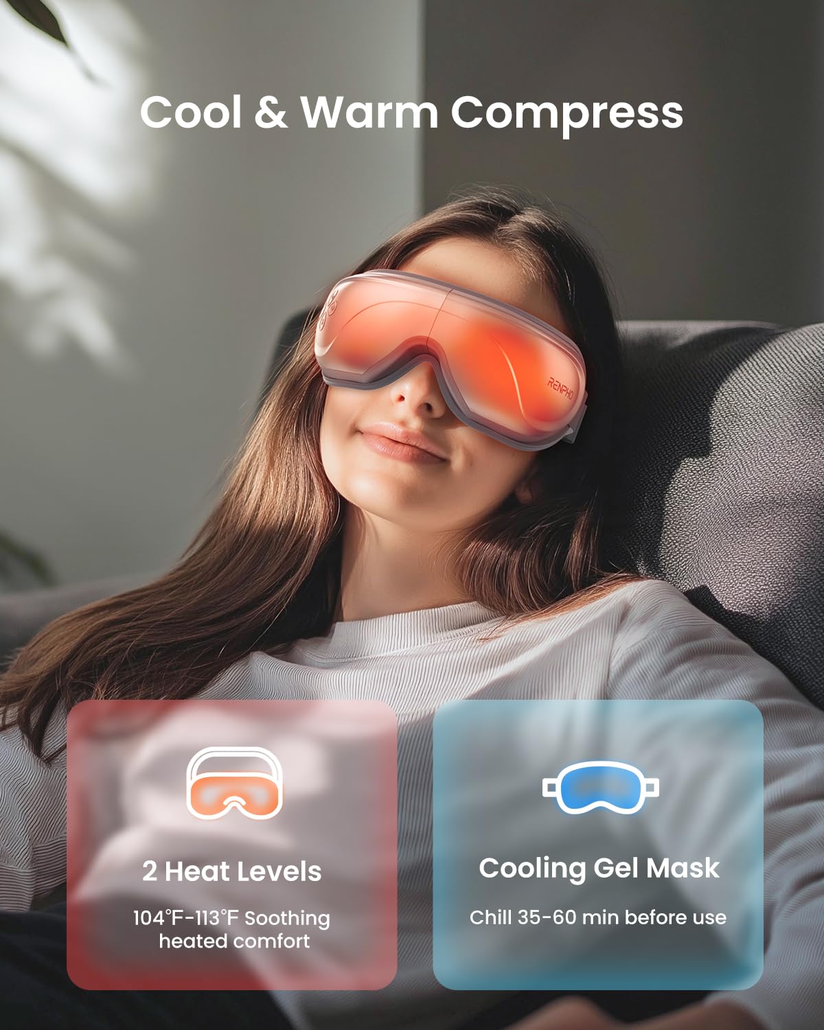 RENPHO Eye Massager with Heat and Cooling, Fathers Day Dad Gifts for Husband Men, Heated Eye Mask for Improve Sleep and Relaxation - Eyeris 2