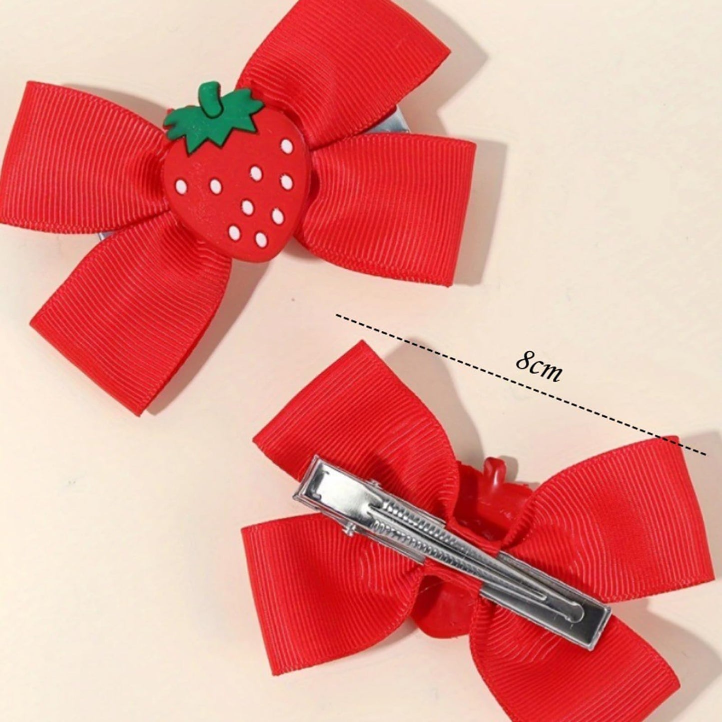 ZOONAI 2Pcs Cute Cherry Strawberry Hair Clips for Baby Girls, Sweet Bowknot Boutique Hair Clip Teens Toddlers Christmas Halloween Headwear Hair Accessories