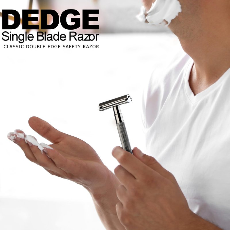 DEDGE Classic Double Edge Safety Razor Single Blade Razor For Men, Reusable Razor, with 5 Premium Razor Blades(Black)
