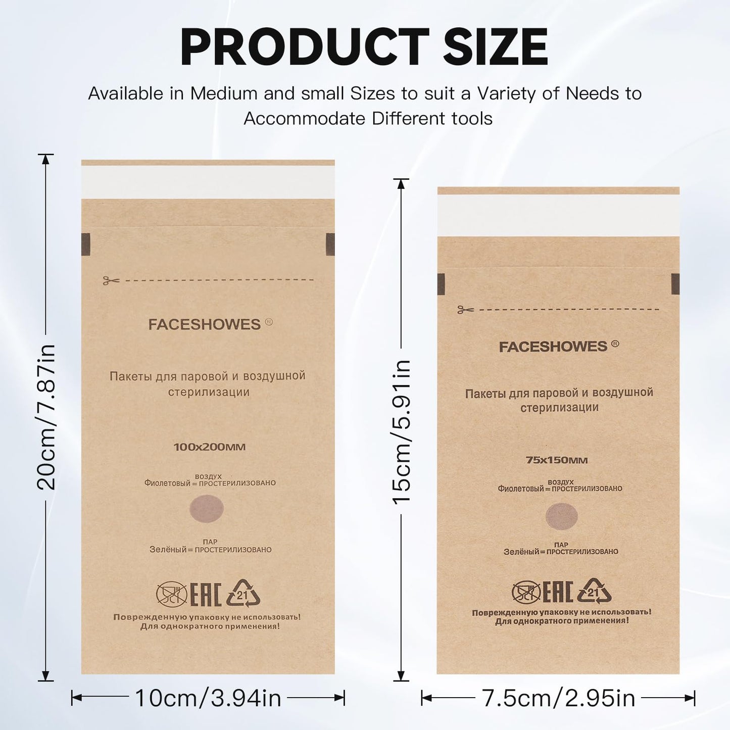 100Pcs Disposable Self-Sealing Sterilizer Pouches for Nail Tool,LXIANGN Dry Heat Autoclave Nail Tools Sterilizer Bags Kraft Paper Cleaning Bags For Dentist Tools and Nail Art Supplies (100mm x 200mm)