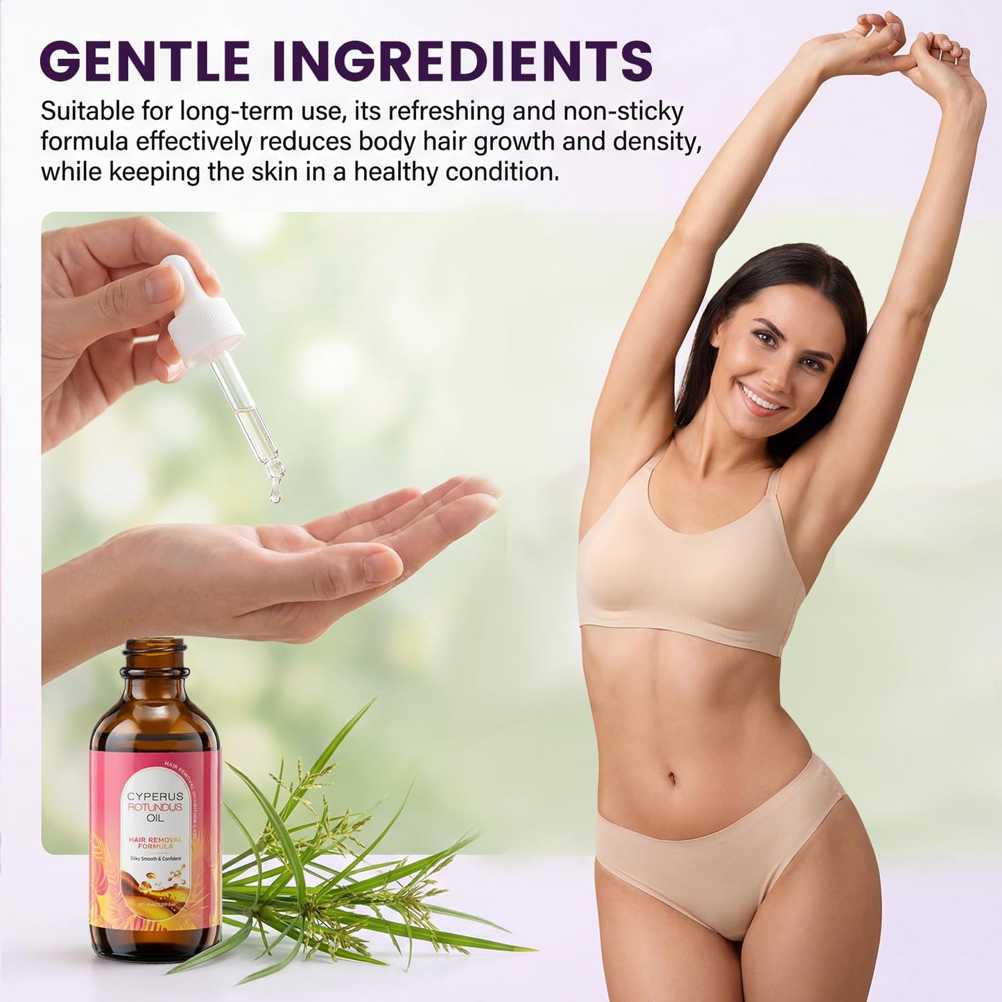Cyperus Rotundus Oil - Natural Hair Removal Oil for Slow Growth | 60ml, Soothes Skin & Minimizes Pores