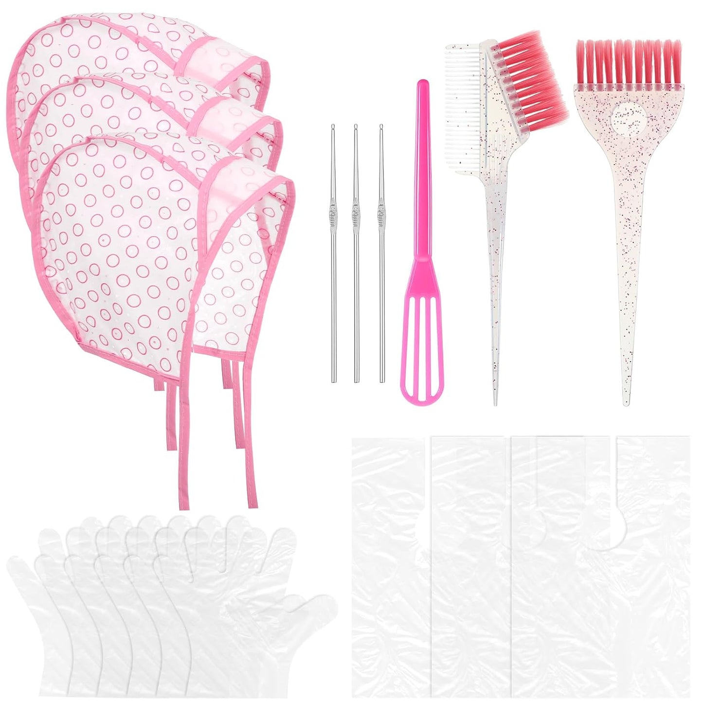 Hair Highlighting Kit - 18 PCS Professional Tint Tools with Brush, Whisk & Gloves | Home & Salon Use