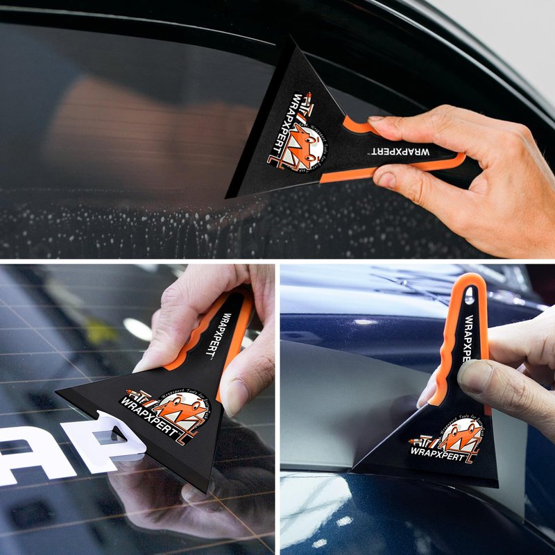 WRAPXPERT Window Tint Squeegee Triangle Contour Squeegee Corner Card Car Window Tint Tools Vinyl Wrap Tool Kit Scraper for Window Film Glass Tinting Application, 3 Pack, Black