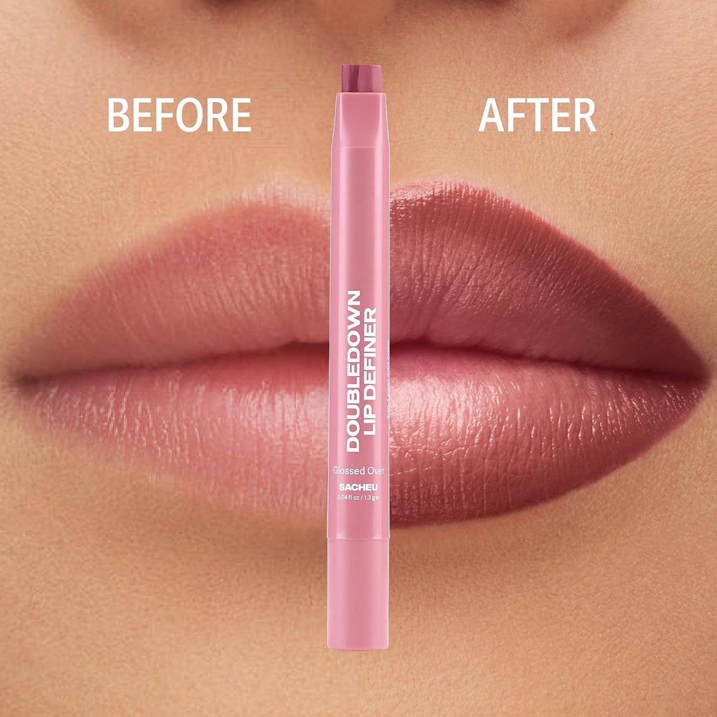 DoubleDown Lip Definer - 2-in-1 Lip Liner & Balm | Hydrating Korean Makeup with Avocado Oil & Vitamin E
