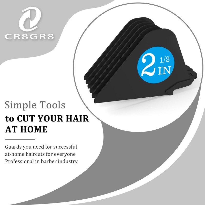 Clipper Guards for Wahl 10 12 14 16 18 20 Hair Clipper Guards 6pcs Extra Long Clipper Guard Attachments 2.5 Inch Clipper Guides Multiple Sizes Universal 2.5", 2.25", 2", 1.75", 1.5", 1.25" (Black)