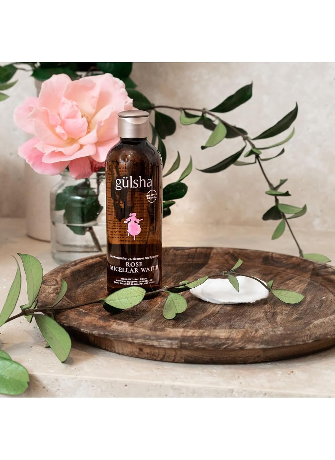 GULSHA Rose Micellar Water - Hydrating Facial Cleanser & Makeup Remover | Fragrance-Free, 200ml (6.76 fl oz)