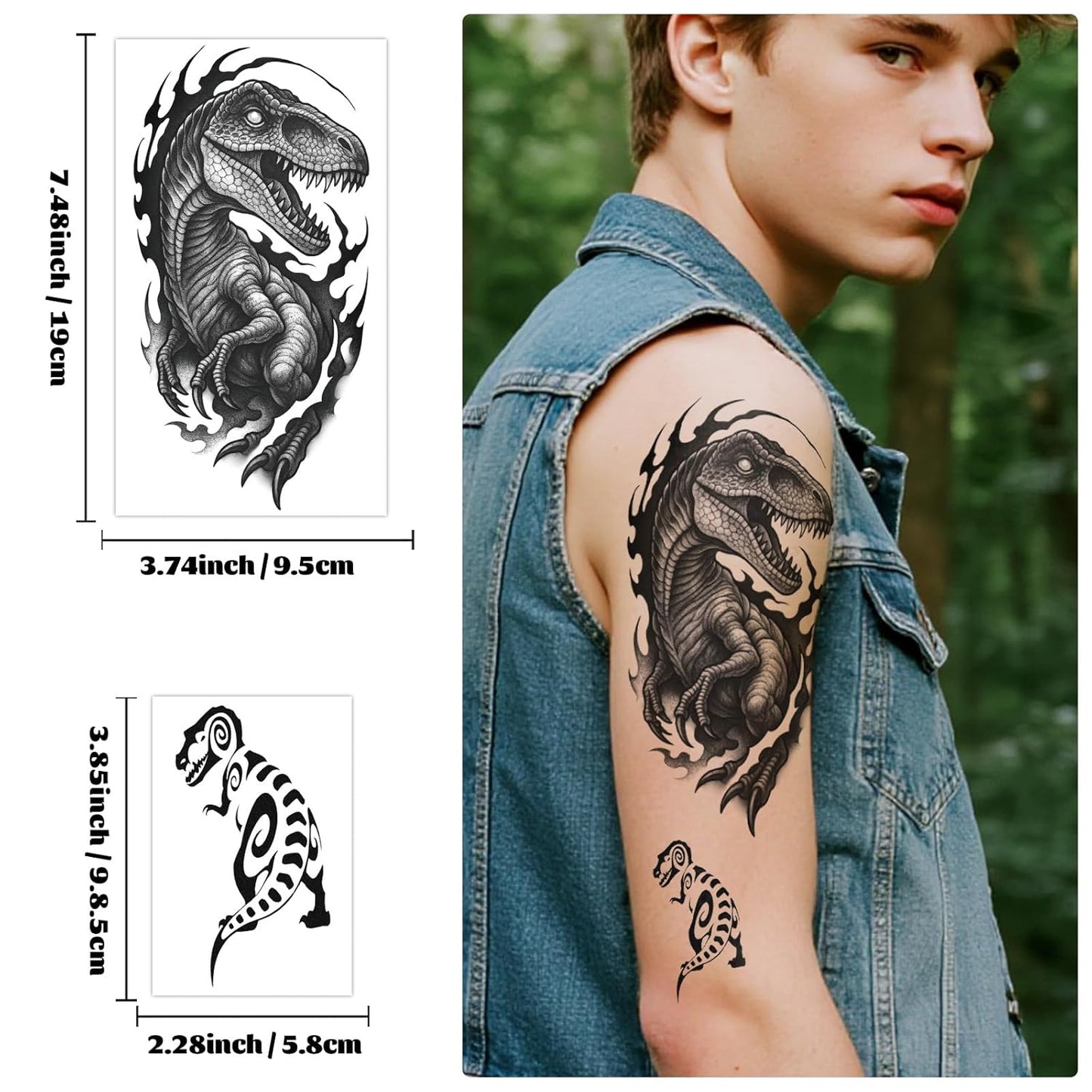 Dinosaur Temporary Tattoos for Kids - 77PCS T-Rex & Triceratops Designs | Fun Party Favors