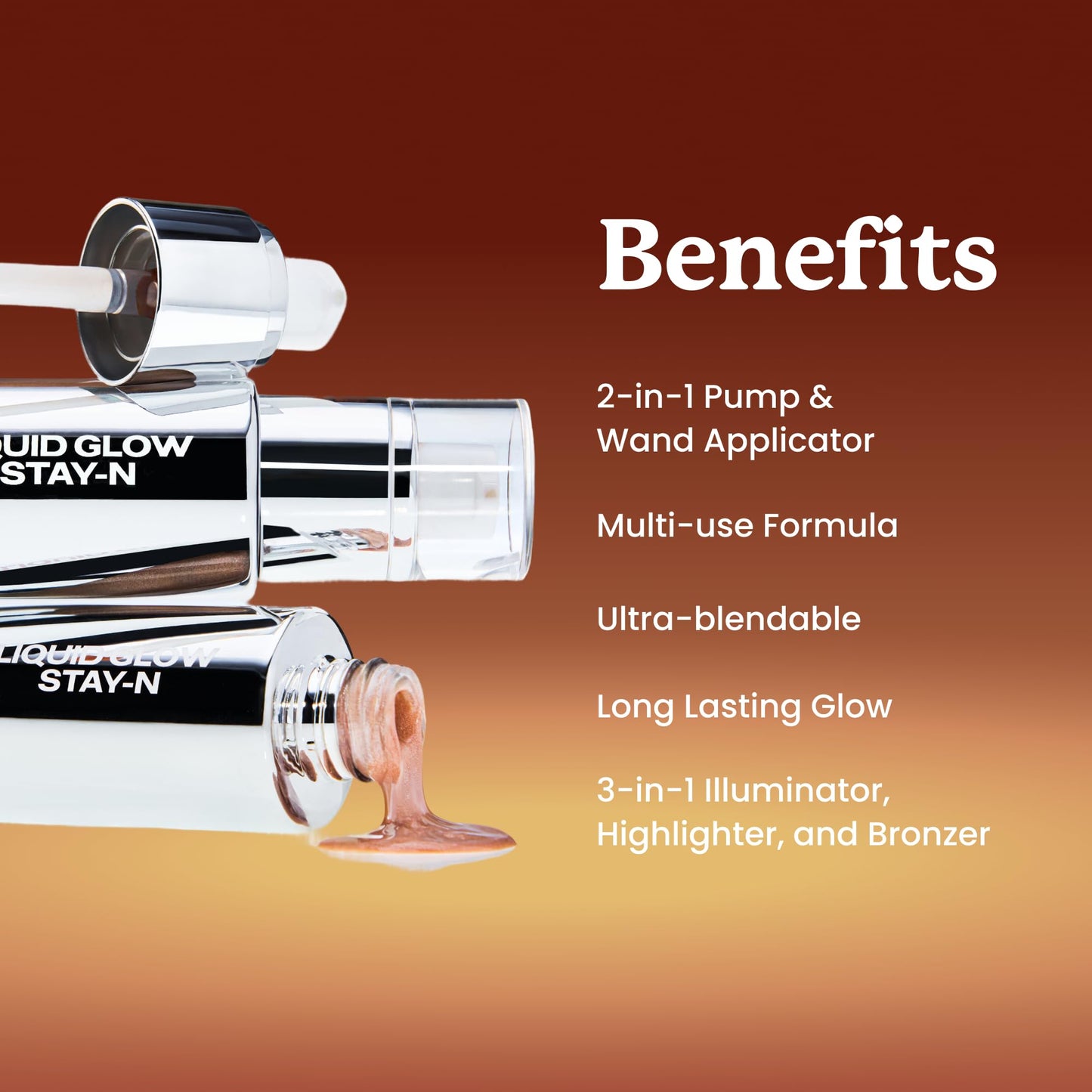 Sacheu Liquid Glow STAY-N Highlighter, Illuminator & Bronzer, Glow Getter