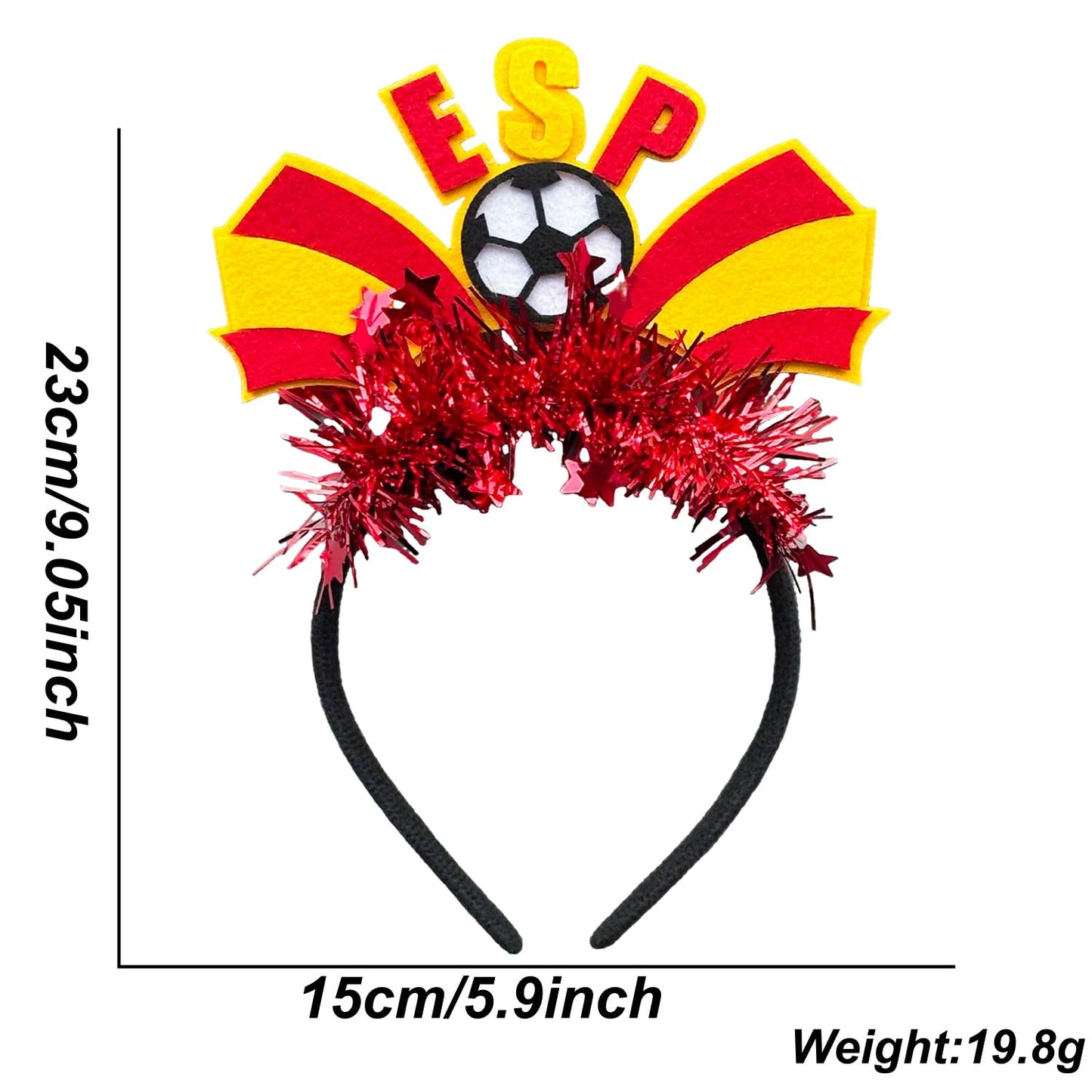KASOICRA Spain Flag Headband Football Hair Hoops World Cup Party Headbands for Soccer Fans for Soccers Accessories Women Men Soccers Hair Bands Game Day Sports Hair Decoration 1Pcs