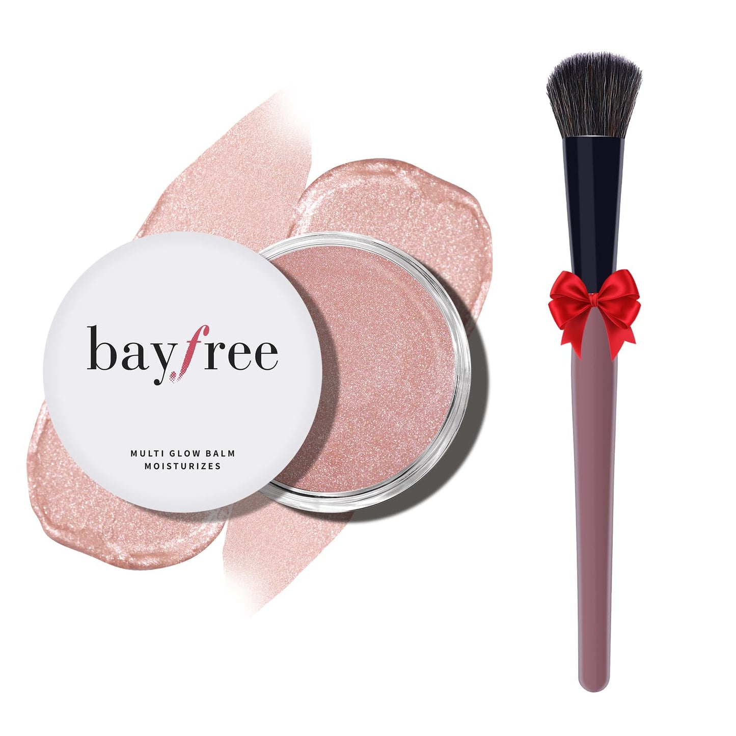 bayfree Multi Cream Blush & Blush Brush Set, Korean Makeup Blush for Cheeks, Multi-Use Face Balm Makeup, Lightweight & Hydrating, Blendable Color, Non-Greasy, Soft Bristles for Radiant Finish (Dewy)